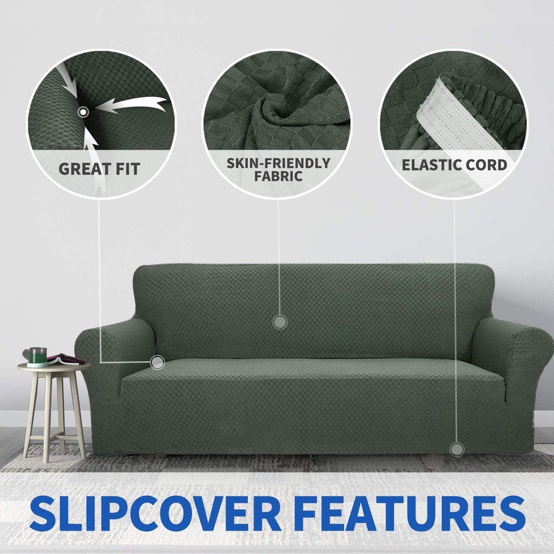 ZNSAYOTX 1 Piece Jacquard Chair Slipcovers for Living Room High Stretch Chair Covers with Arms Anti Slip Pets Friendly Couch Sofa Armchair Cover Furniture Protector (Chair, Army Green) - Image 5